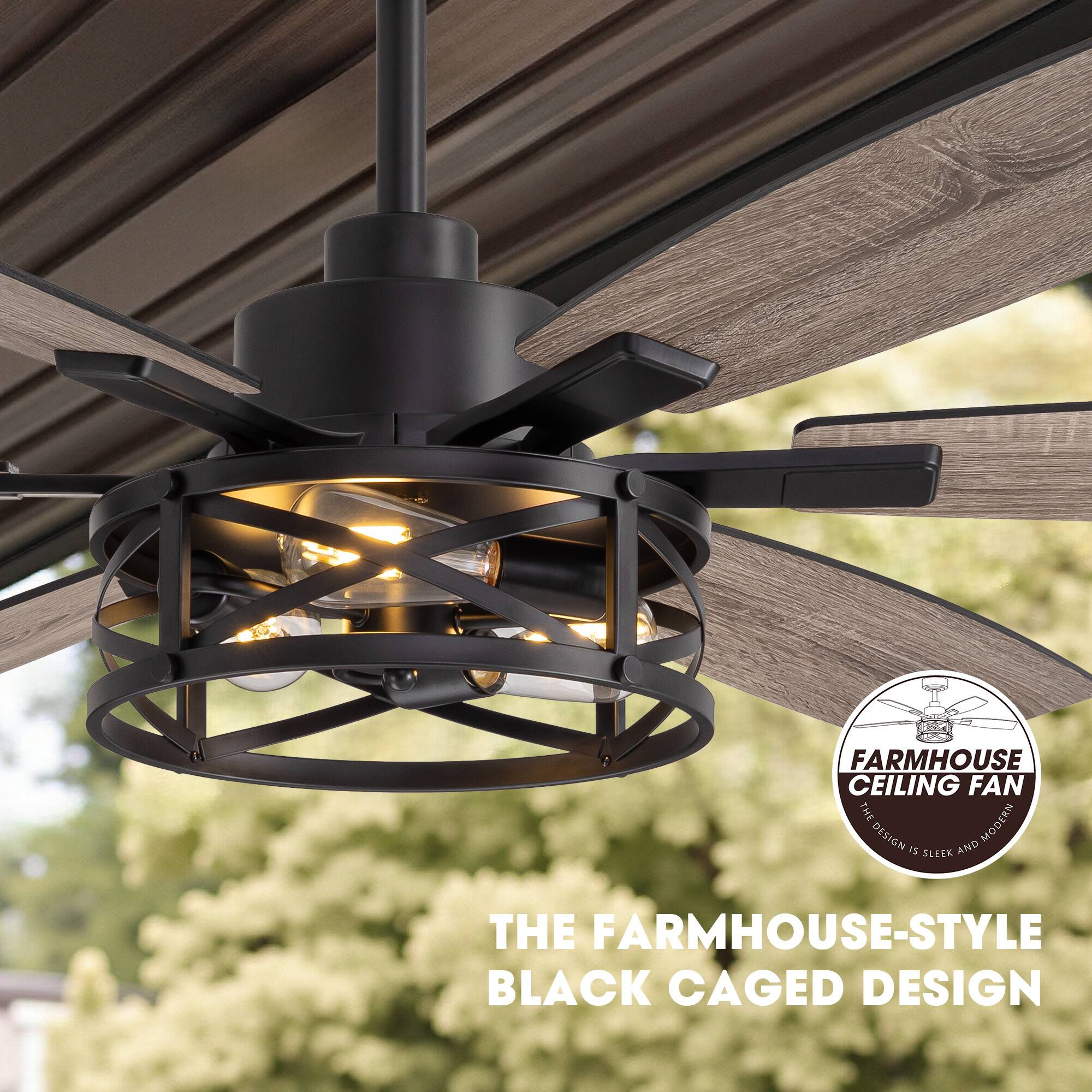 FARMHOUSE CEILING FAN  
THE MODERN DESIGN  
THE FARMHOUSE-STYLE BLACK CAGED DESIGN
