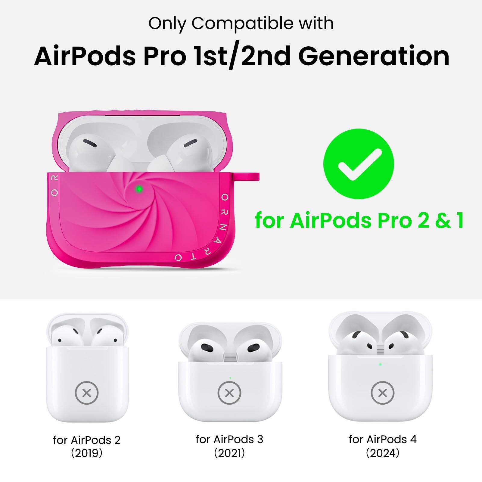 Only Compatible with AirPods Pro 1st/2nd Generation

- for AirPods Pro 2 & 1 ✔️
- for AirPods 2 (2019) ❌
- for AirPods 3 (2021) ❌
- for AirPods 4 (2024) ❌