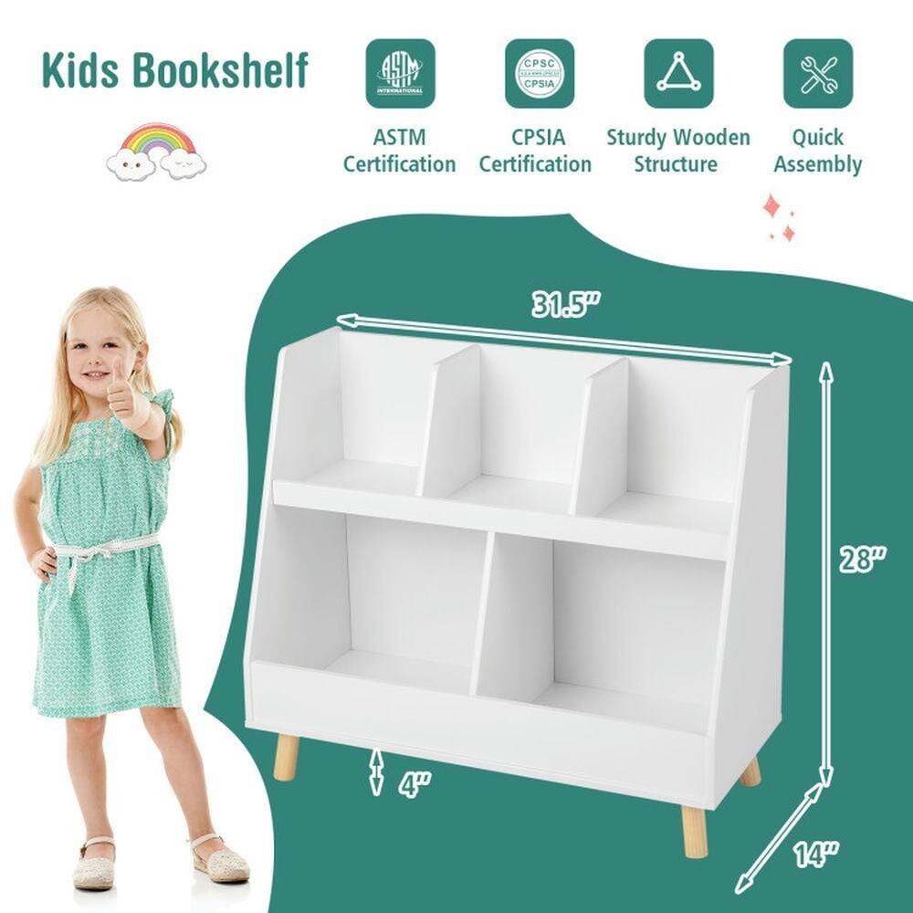 Kids Bookshelf  
- ASTM Certification  
- CPSIA Certification  
- Sturdy Wooden Structure  
- Quick Assembly  
- Dimensions: 31.5" x 28" x 14" x 4"