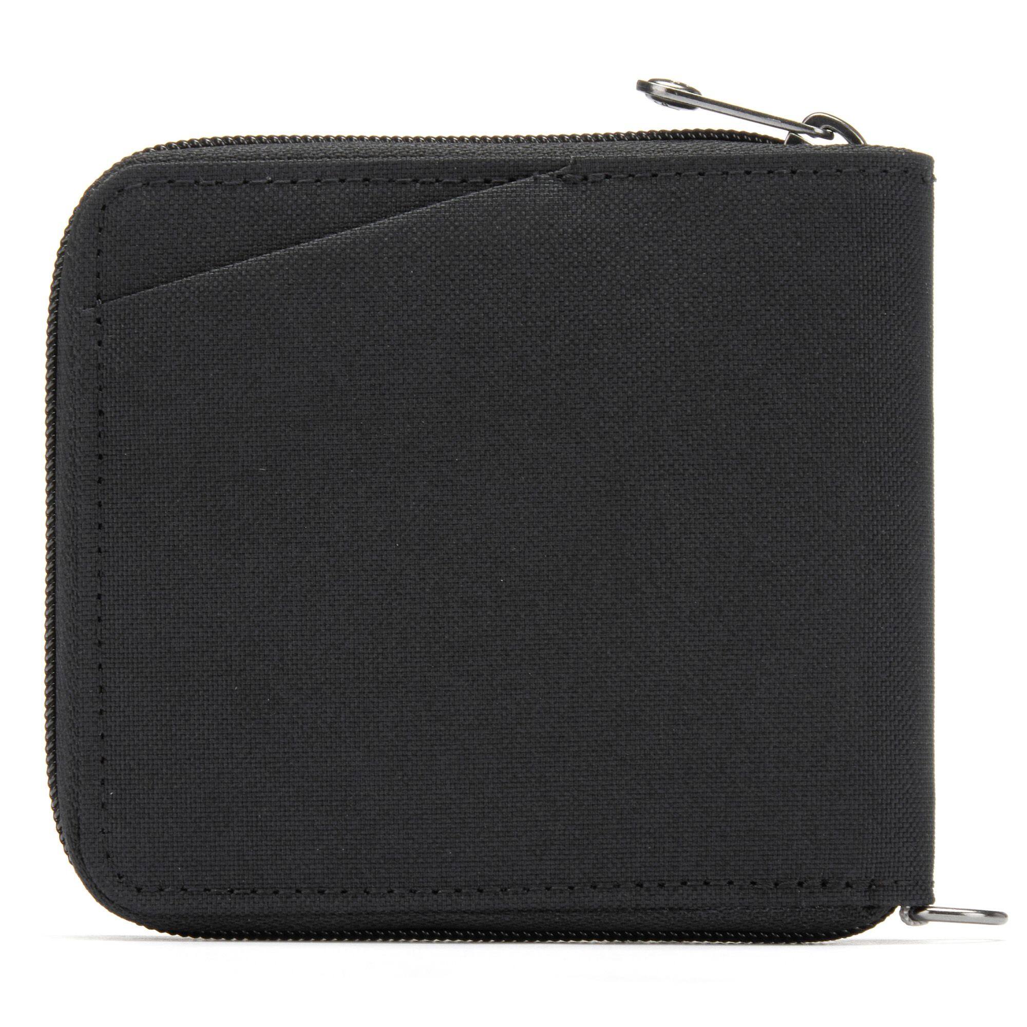 Angle. Pacsafe - RFIDsafe Zip Around Wallet - Jet Black.