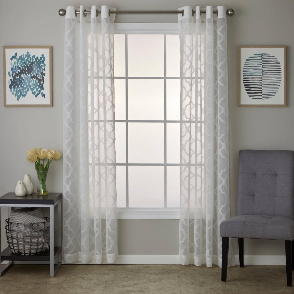Left. SKL Home - SKL Home By Saturday Knight Ltd Miranda Window Curtain Panel - 56" x 84" White - White.