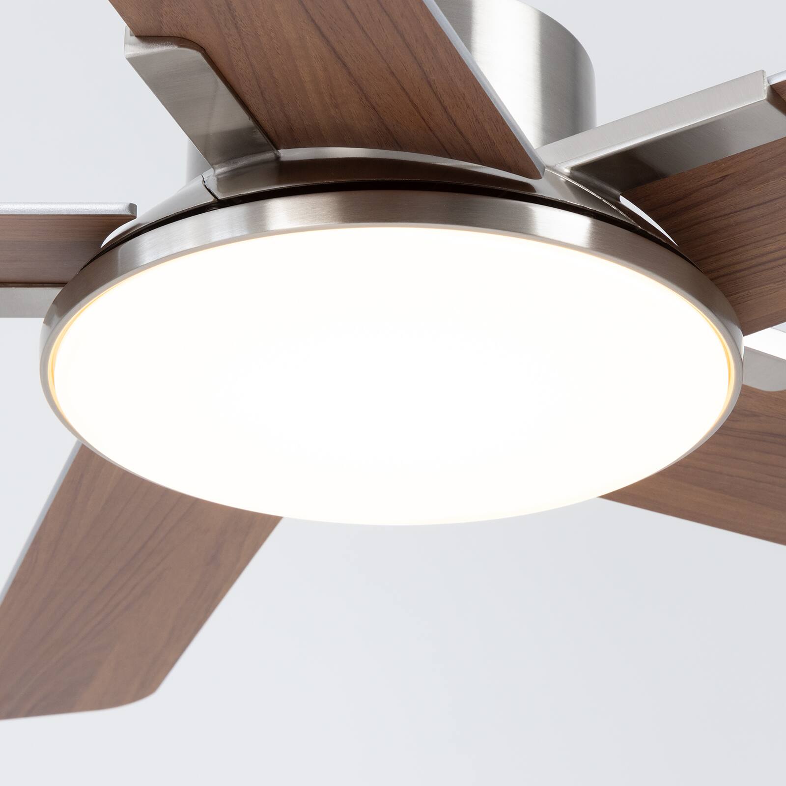 Alt View 8. Siljoy - 44 Inch Nickel Ceiling Fan Dimmable LED Light Remote Control 5 Reversible Wood Blades Bedroom Living Room Kitchen - Nickel.