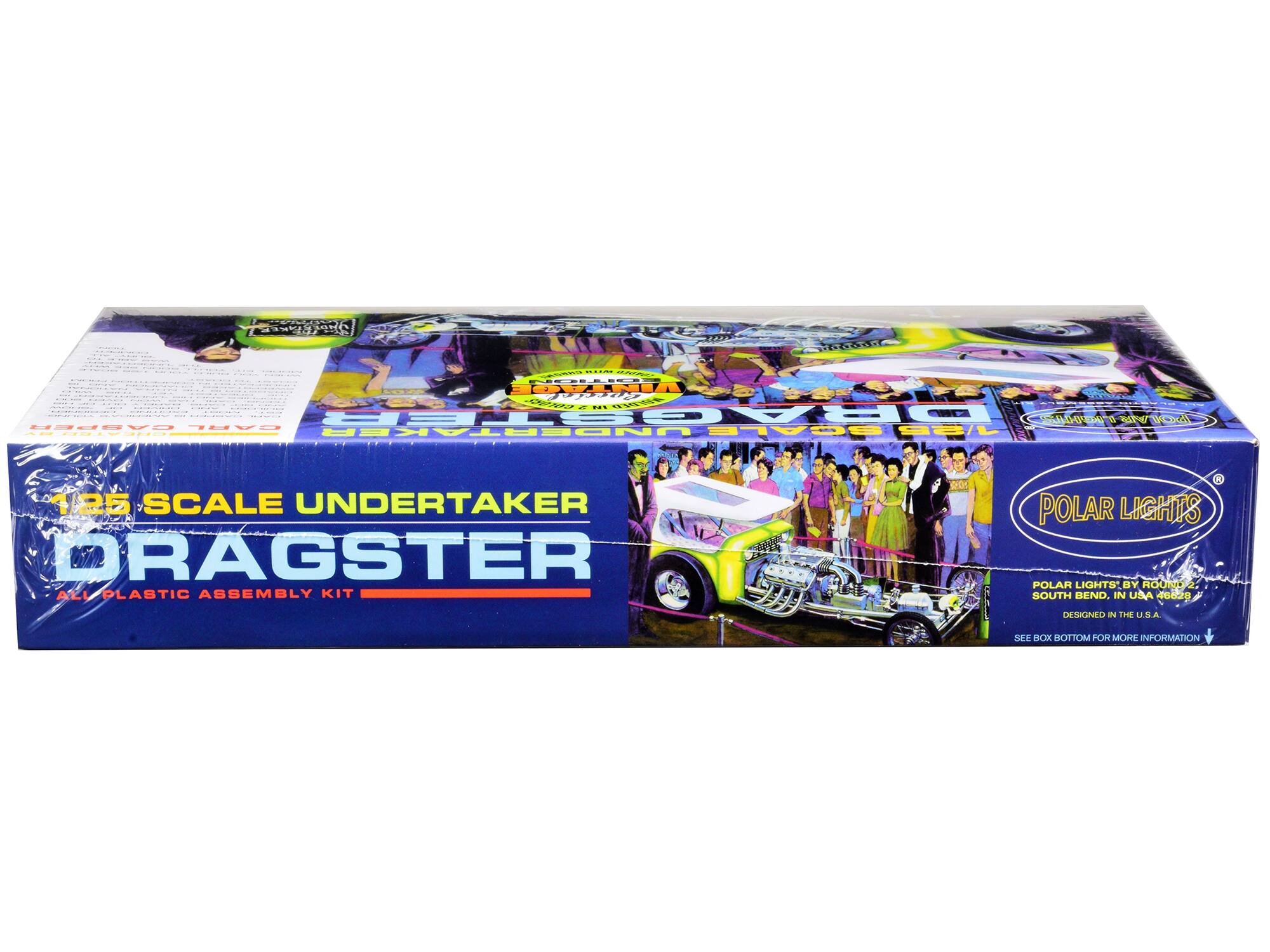 1:25 SCALE UNDERTAKER DRAGSTER  
ALL PLASTIC ASSEMBLY KIT  

POLAR LIGHTS  
POLAR LIGHTS BY ROUND 2  
SOUTH BEND, IN USA 46520  
DESIGNED IN THE U.S.A.  

SEE BOX BOTTOM FOR MORE INFORMATION