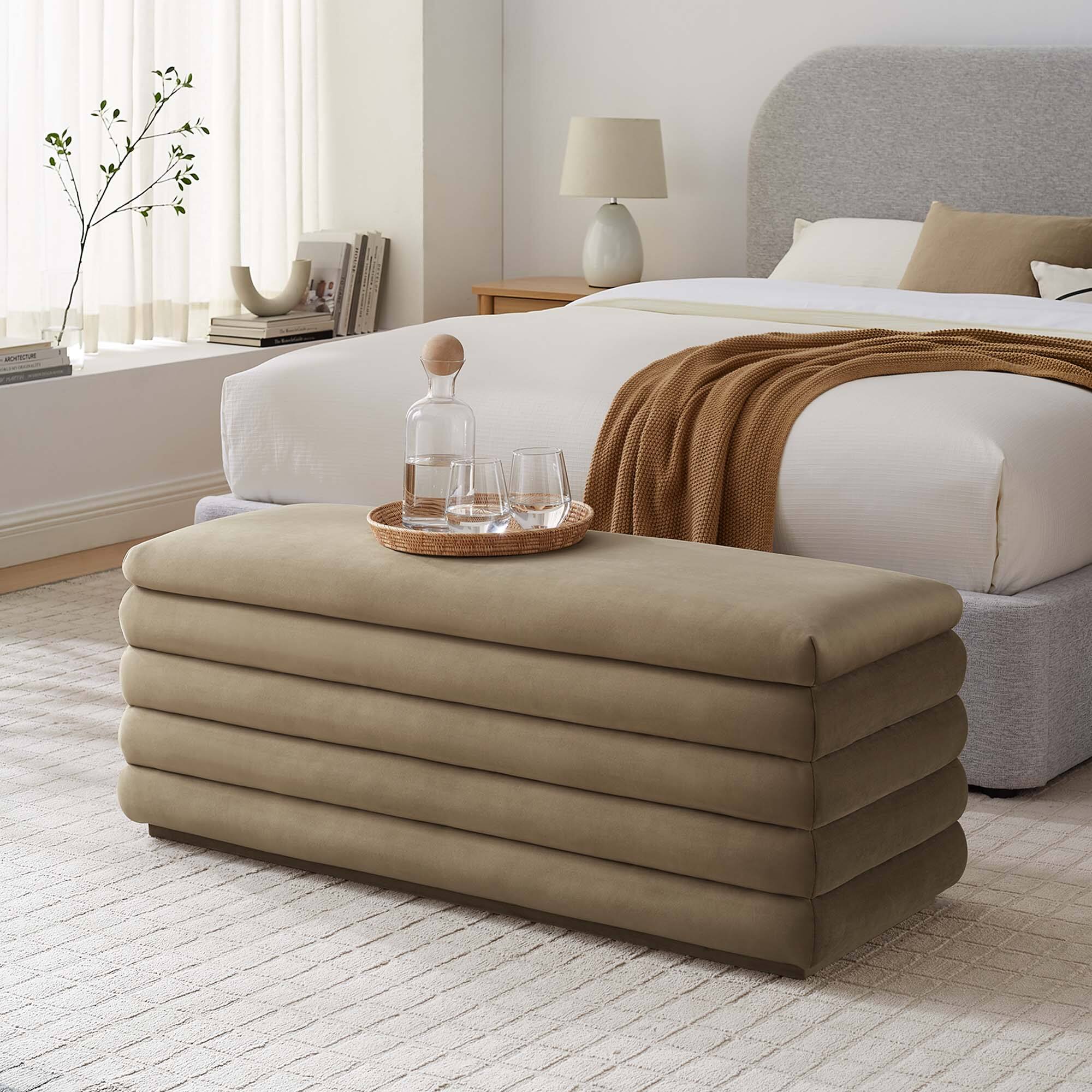 Alt View 5. Modway - Mezzo Upholstered Performance Velvet Storage Bench by Modway - Brown.