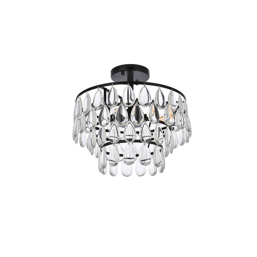 Back. Elegant Lighting - Mila 14 inch flush mount in black - Black.