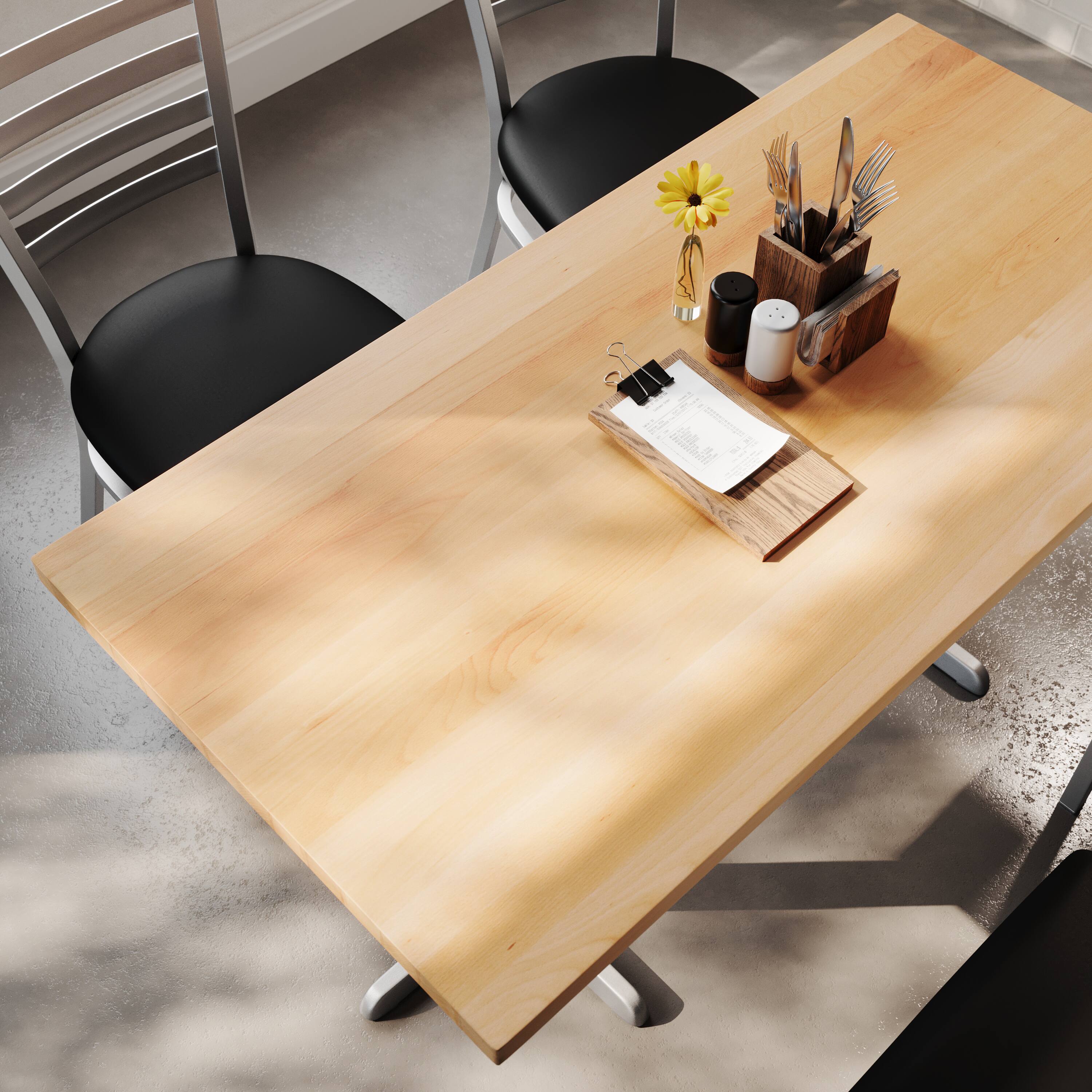 Alt View 3. Flash Furniture - Bennett 30" x 60" Solid Wood Commercial Indoor Tabletop in Natural with 22" x 22" Dining Height Rust-Resistant Silver Ca - Natural.