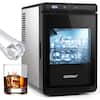 Front. Costway - Costway Clear Ice Cube Maker Countertop, 1.6" Large Square Ice Cubes, 3 Pcs in 20 Mins - Black and Silver.