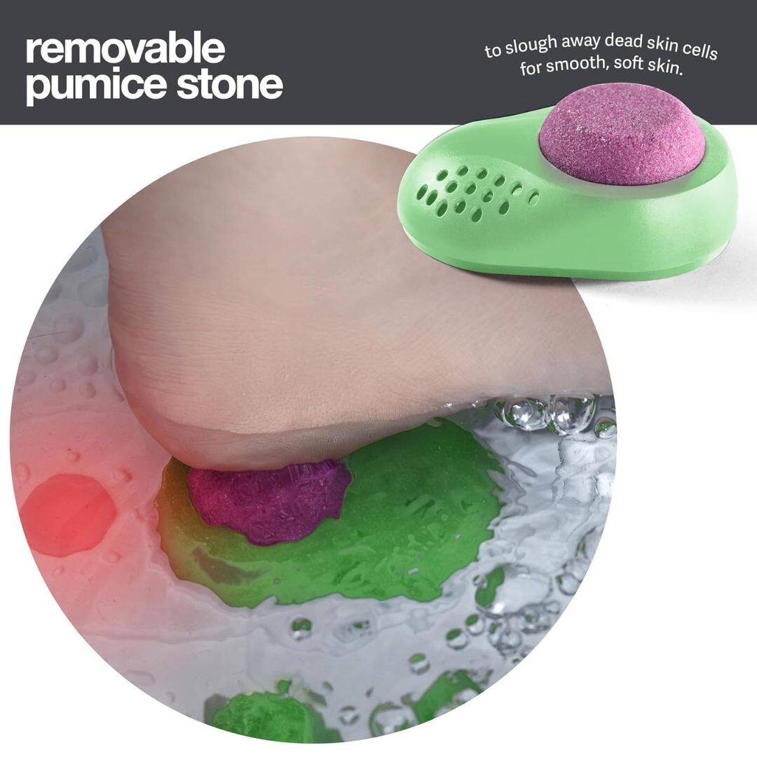 removable pumice stone

to slough away dead skin cells for smooth, soft skin.