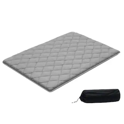 Front. VEVOR - Japanese Tatami Mat, Full Size Foldable Japanese Tatami Mattress, Futon Mattress with Storage Bag & Fastener - grey.