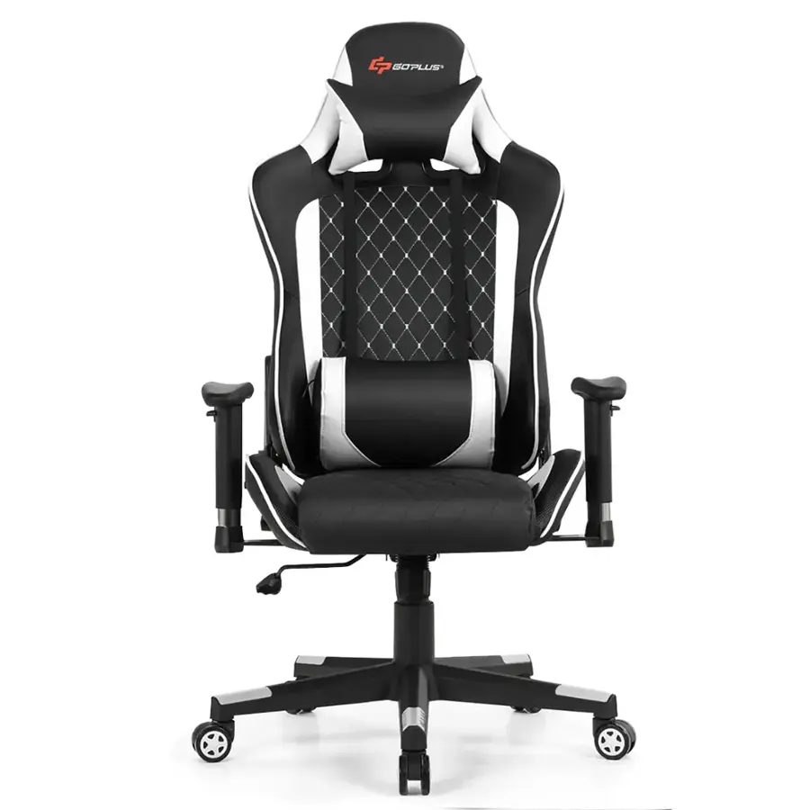 Alt View 16. Costway - Massage Gaming Chair with Headrest - White and Black.