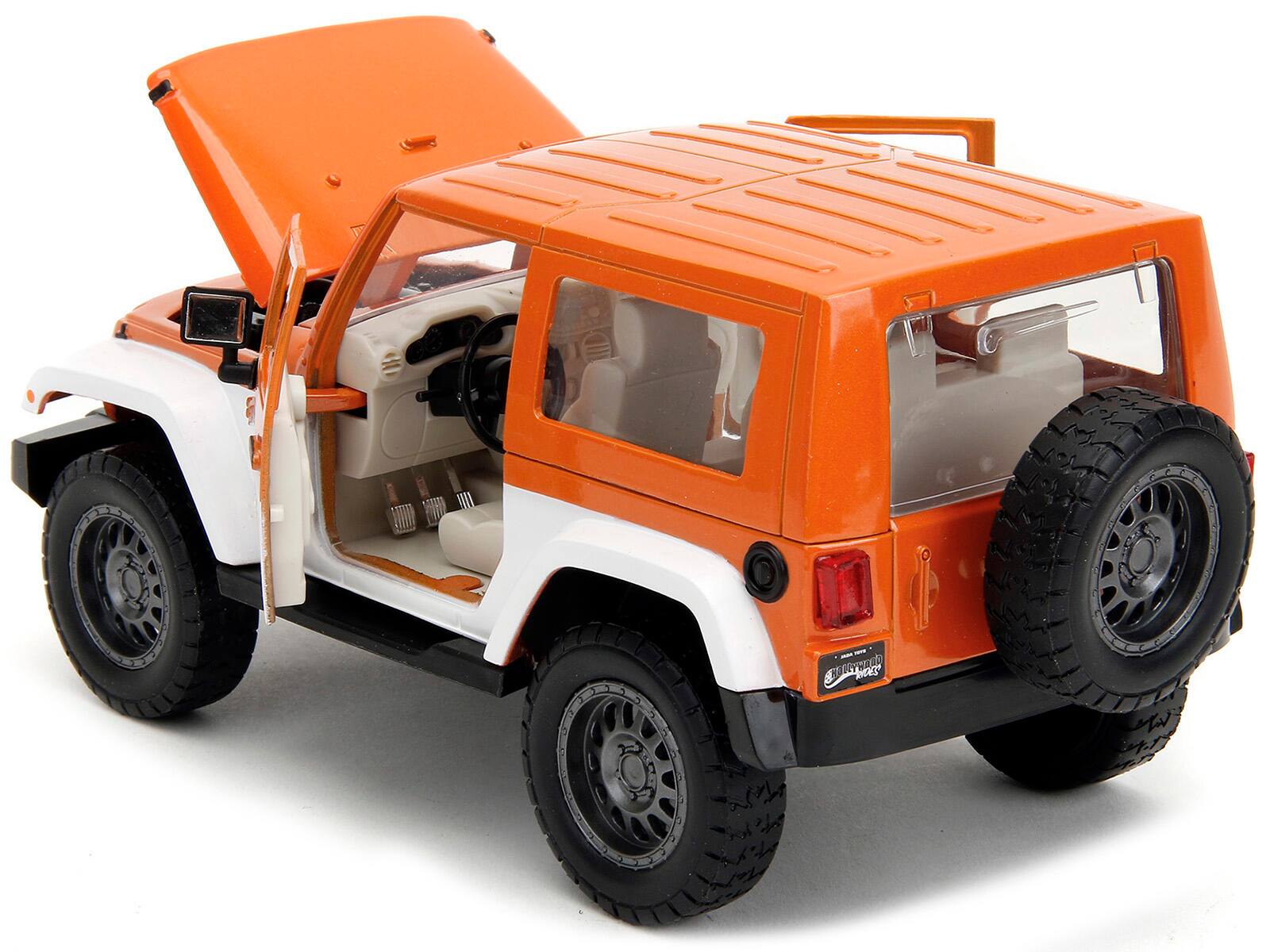 Alt View 1. Jada - 2007 Jeep Wrangler Orange Metallic and White and Orange M&M Diecast Figure "M&M's" "Hollywood Rides" Series 1/24 - Orange Metallic And White.
