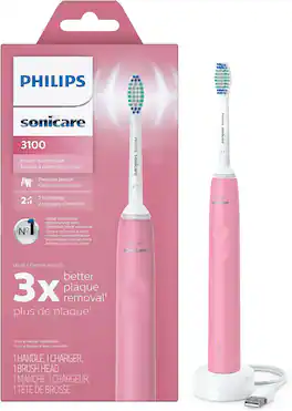 Philips - Sonicare 3100 Electric Toothbrush with Pressure Sensor, Deep HX3681/06 - Pink