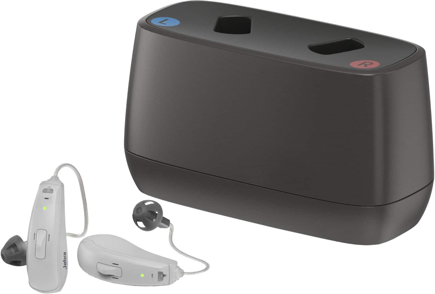 Front. Jabra - Enhance Select 50R Rechargeable Hearing Aids - With Remote Professional Care and Bluetooth Streaming - Gray.