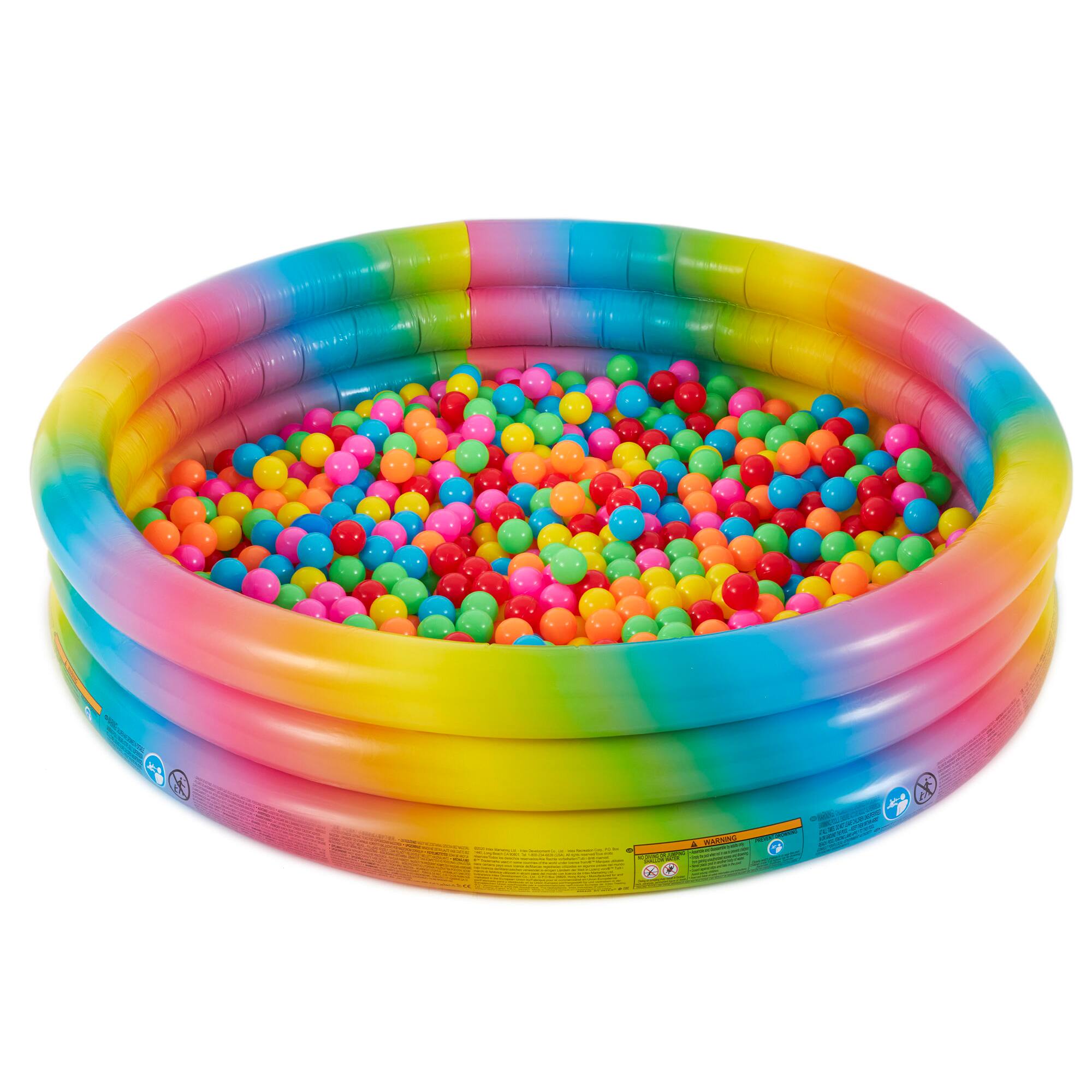 Alt View 4. Intex - Intex 58449EP Rainbow Ombre 3 Ring Round Inflatable Kids Outdoor Swimming Pool.