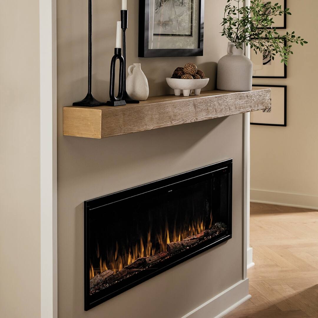 Angle. Touchstone Home Products - Fireplace Mantel Shelf , 84" x 8" x 4.75", Solid Pine Wood Mantel for Over Fireplace - Unfinished.