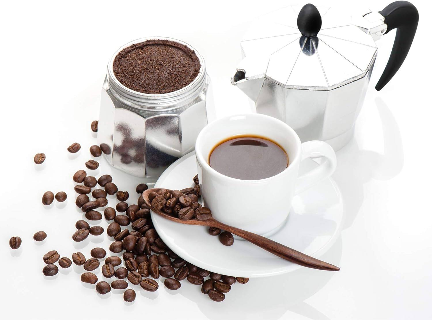 Left. Zulay Kitchen - Zulay Kitchen Moka Pot Espresso Stovetop Coffee Maker (3 Espresso Cups) - Silver.