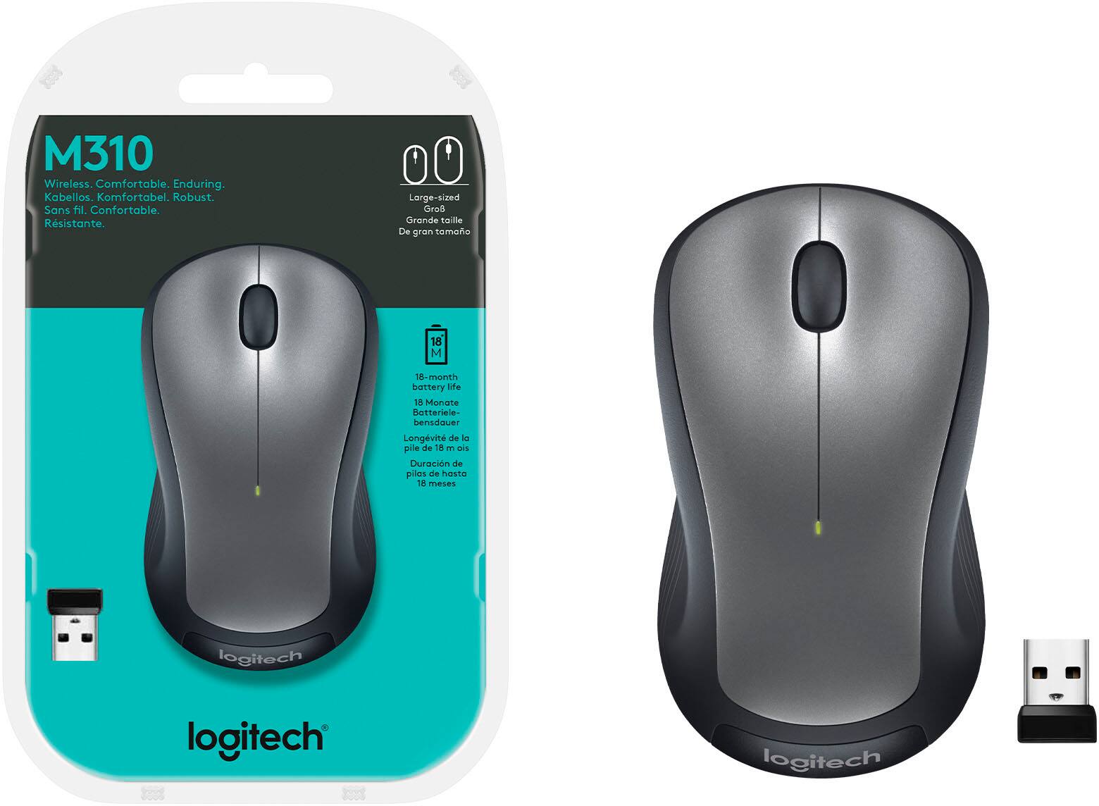 Save on Logitech – M310 Wireless Optical Ambidextrous Mouse – Silver @ BestBuy Save on Logitech – M310 Wireless Optical Ambidextrous Mouse – Silver @ BestBuy
