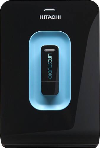 Front Standard. Hitachi - LifeStudio Desktop Plus 2TB External USB 2.0 Hard Drive - Black.