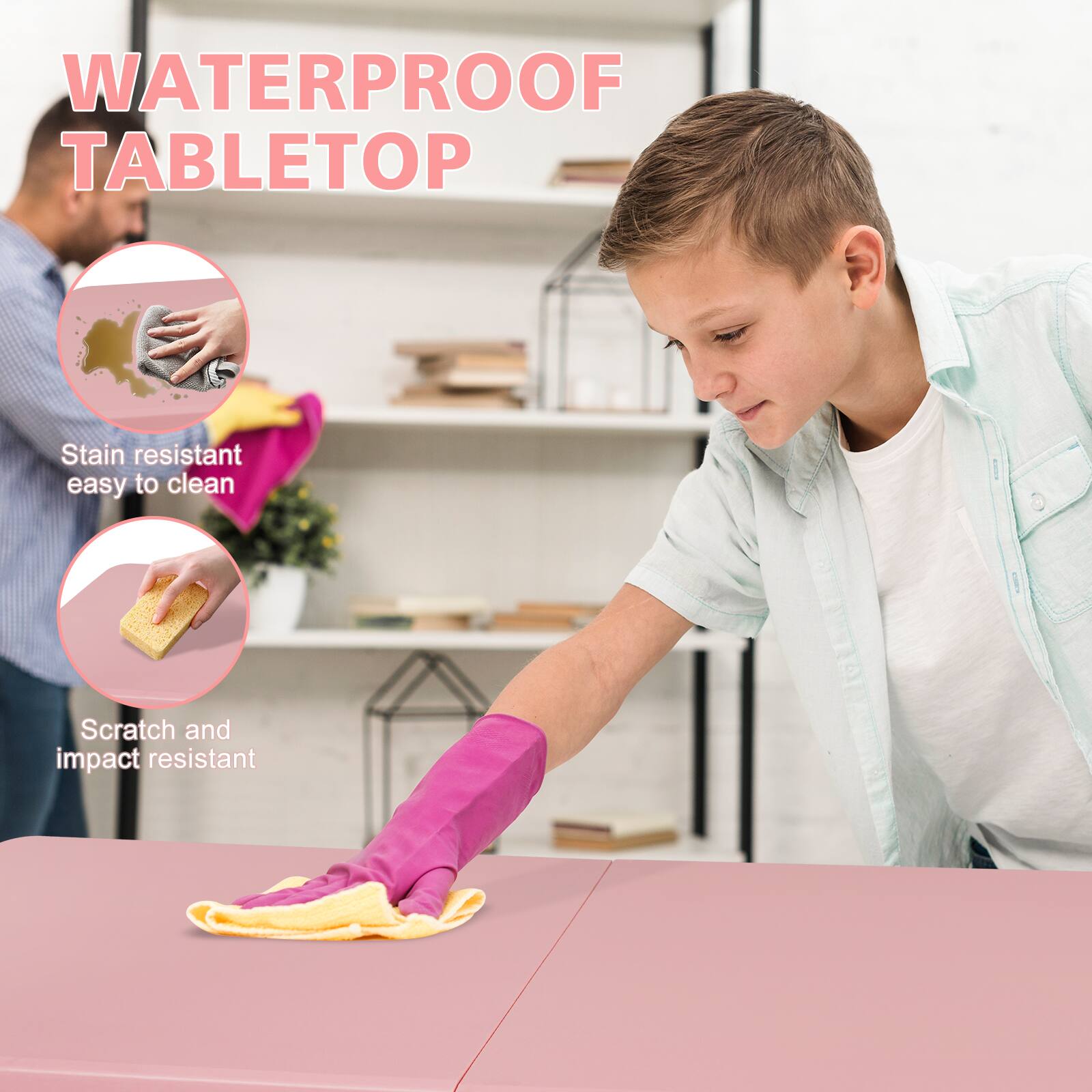 WATERPROOF TABLETOP

- Stain resistant easy to clean
- Scratch and impact resistant