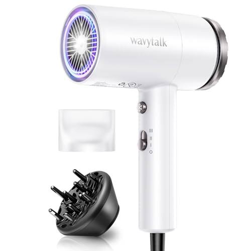 Front. DORLUKFU - Wavytalk Hair Dryer with Diffuser 1875W Ionic Blow Dryer for Fast Drying with Concentrator Lightweight White..
