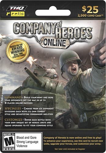 Front Standard. Interactive Comm Consign - Company of Heroes Online Game Card ($25).