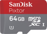Front Zoom. SanDisk - Pixtor 64GB microSDXC UHS-I Memory Card.