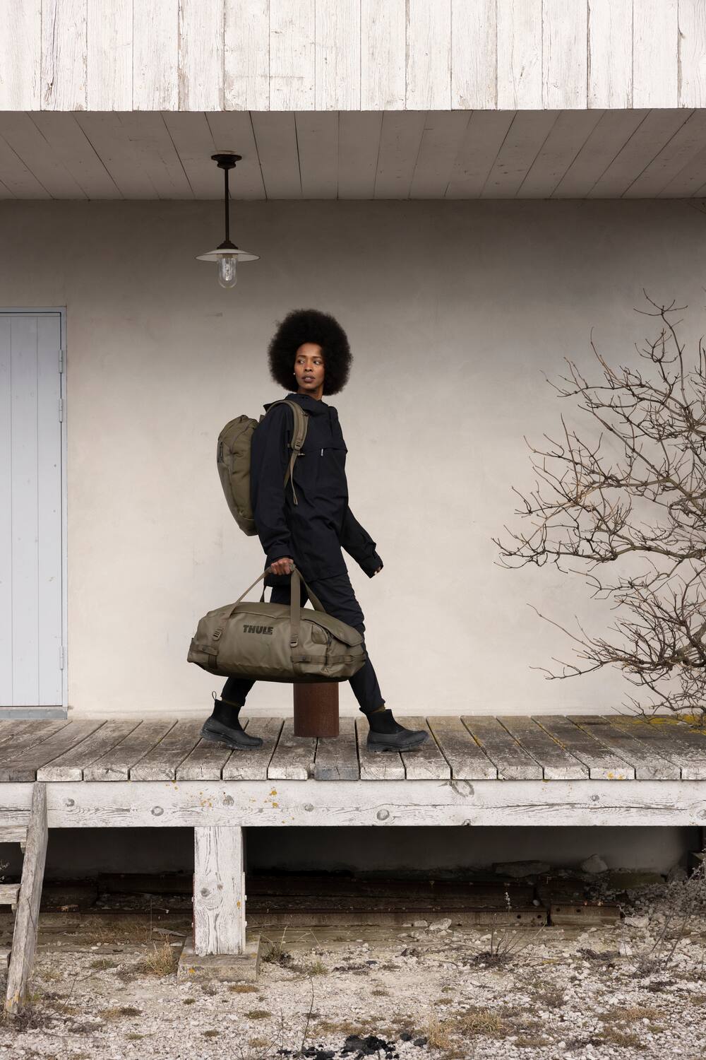 Alt View 2. Thule - Chasm 40L Waterproof Duffle – Lightweight Storage Solution - Deep Khaki.