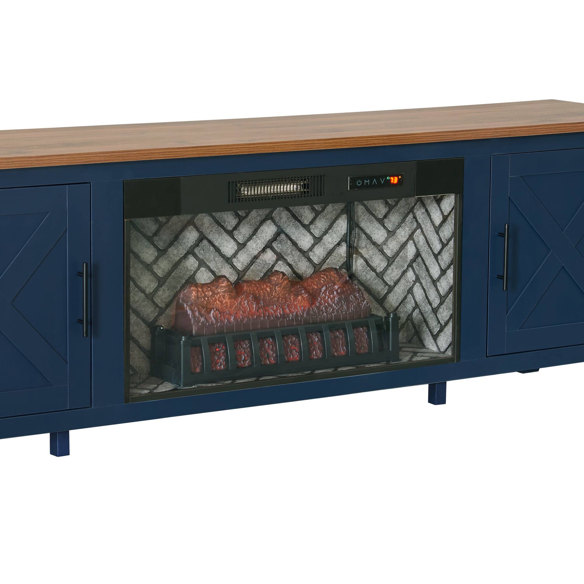 Boyel Living 78 in Electric Fireplace TV Stand with Log Display ...