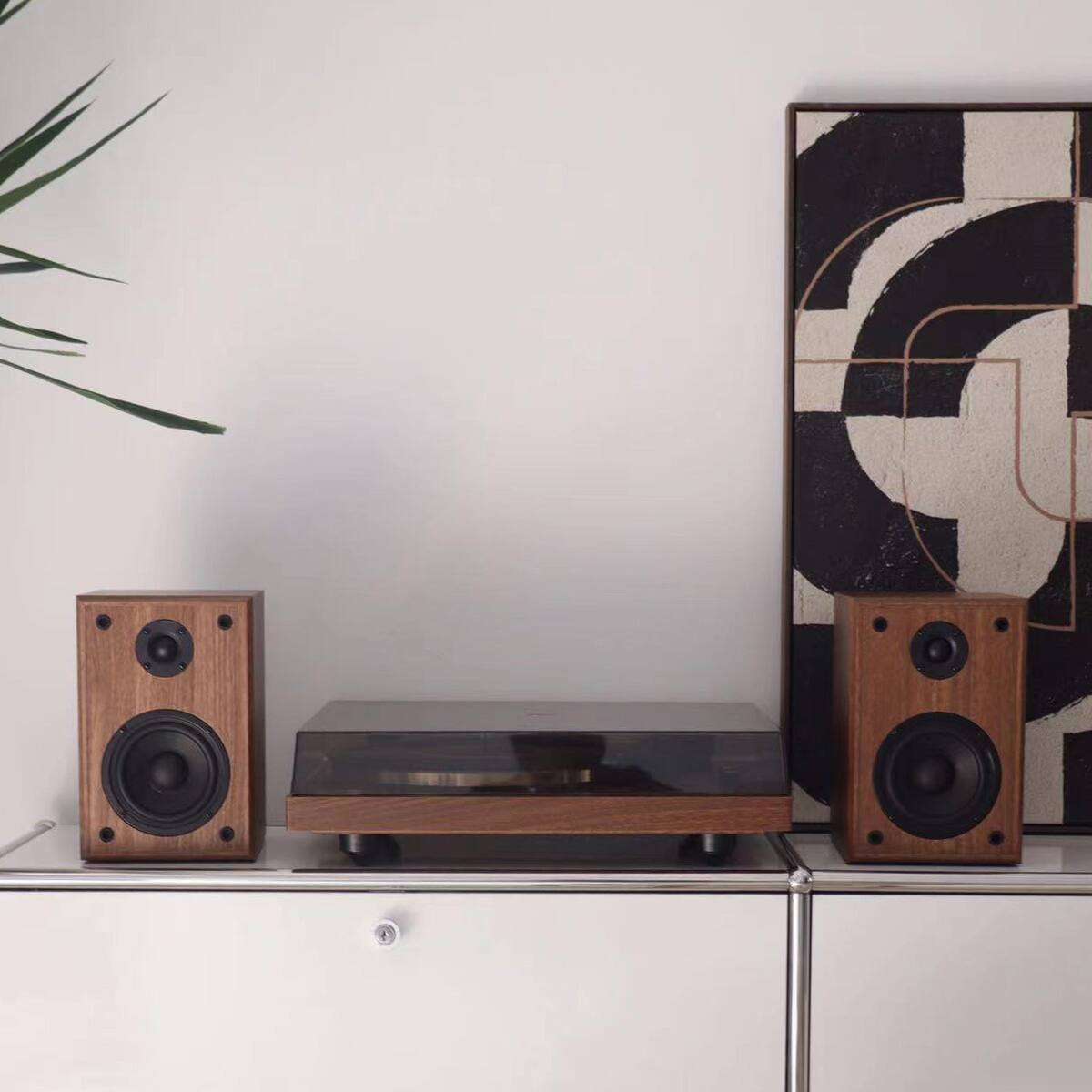 Alt View 2. Arkrocket - Arkrocket Cassini Bluetooth Vinyl Turntable Record Player 40Watt Stereo Bookshelf Speakers - Dark Walnut.