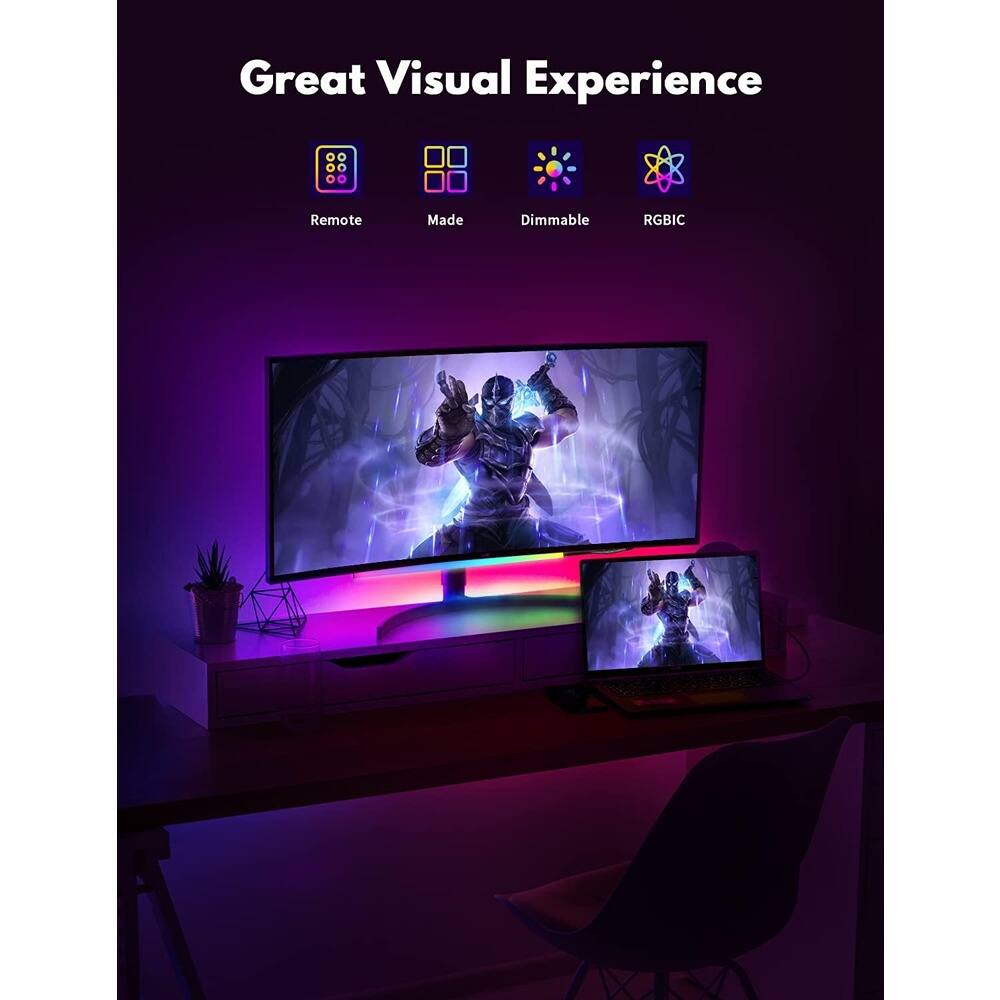 Great Visual Experience

- Remote
- Made
- Dimmable
- RGBIC