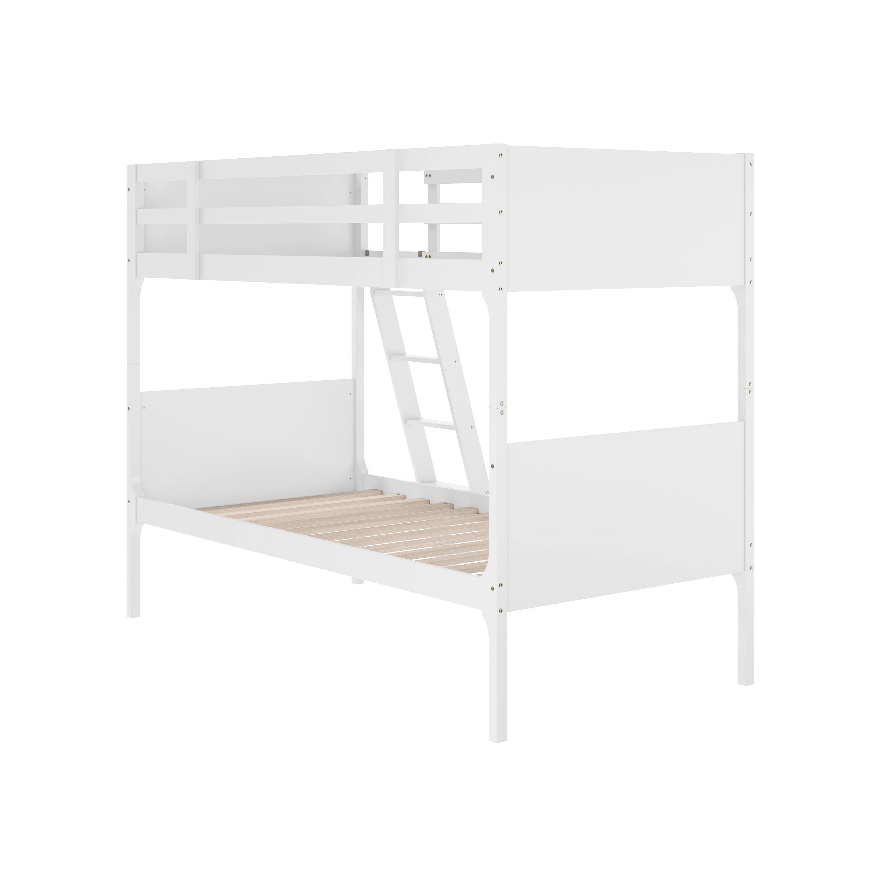 Alt View 1. Emma + Oliver - Samuel Kids Bunk Bed with Convertible, Solid Wood Slatted Frame and Easy-to-Climb Ladder with No Box Spring Required - White.