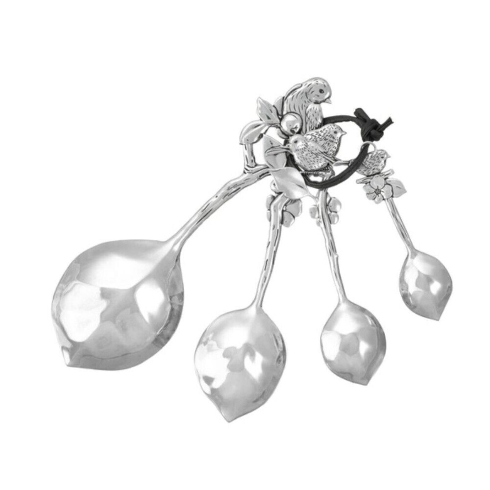 Left. Ganz - Ganz Birds Zinc Metal 4 Piece Measuring Spoon Set - Silver.
