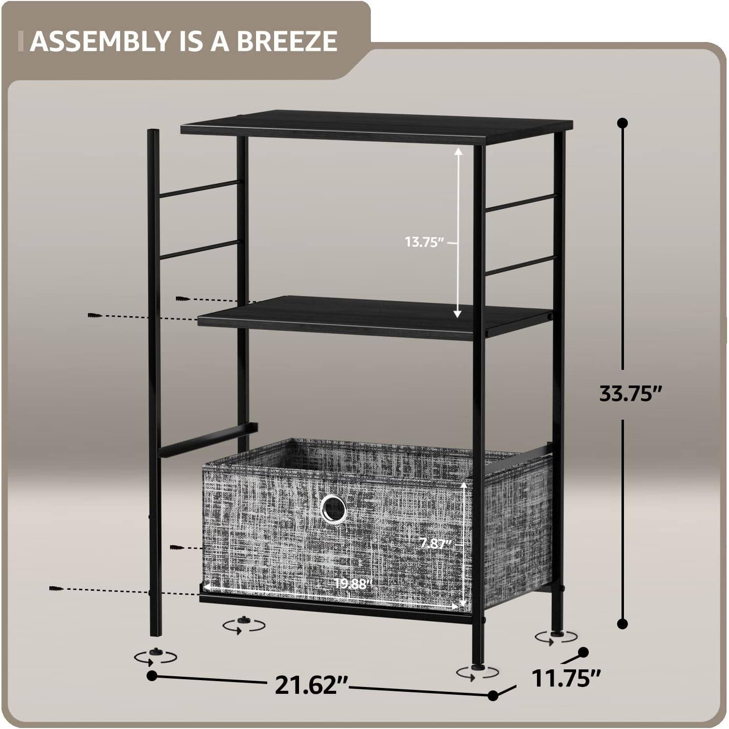 ASSEMBLY IS A BREEZE

13.75"  
33.75"  
7.87"  
19.88"  
21.62"  
11.75"