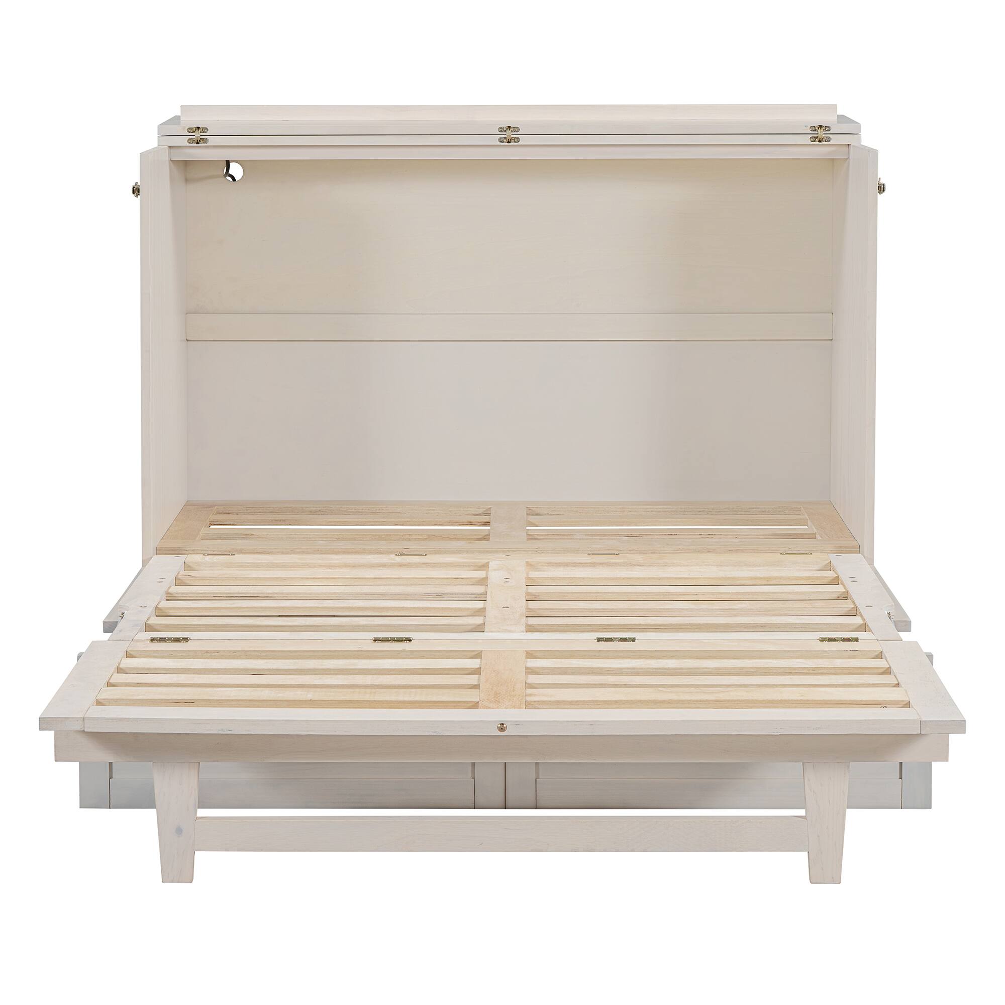 Alt View 9. Tiramisubest - Full Size Murphy Bed, Brushed White, Plywood, w/ Large Drawers & USB Ports - White.