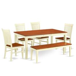 East West Furniture - Dining Room Set Buttermilk & Cherry - Brown