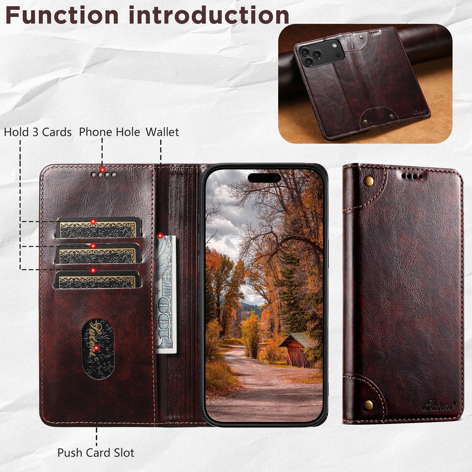 Function introduction

Hold 3 Cards Phone Hole Wallet

Push Card Slot