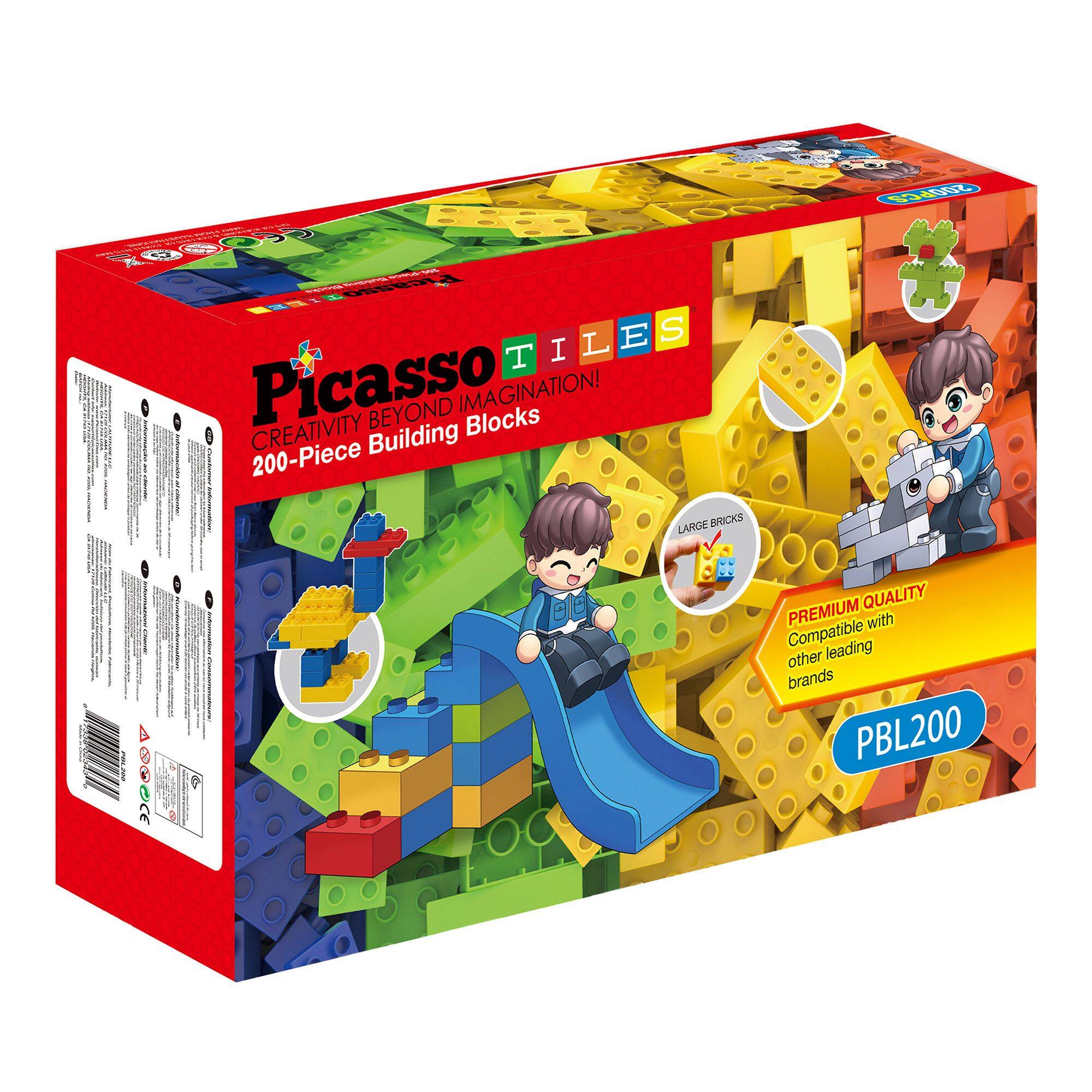 Picasso Tiles  
Creativity Beyond Imagination!  
200-Piece Building Blocks  

Premium Quality  
Compatible with other leading brands  

PBL200