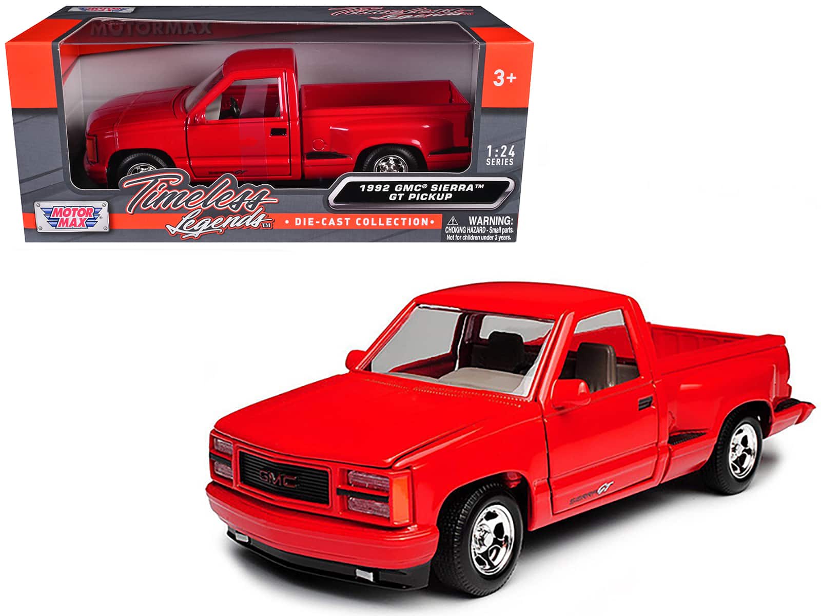 1992 GMC Sierra GT Pickup Truck 1/24 Diecast Model by Motormax - Red