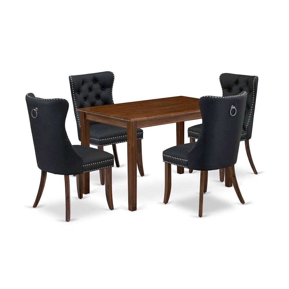 Left. East West Furniture - 5 Piece Dinette Set - Antique Walnut.