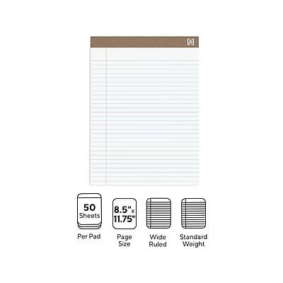 50 Sheets Per Pad  
8.5" x 11.75" Page Size  
Wide Ruled  
Standard Weight