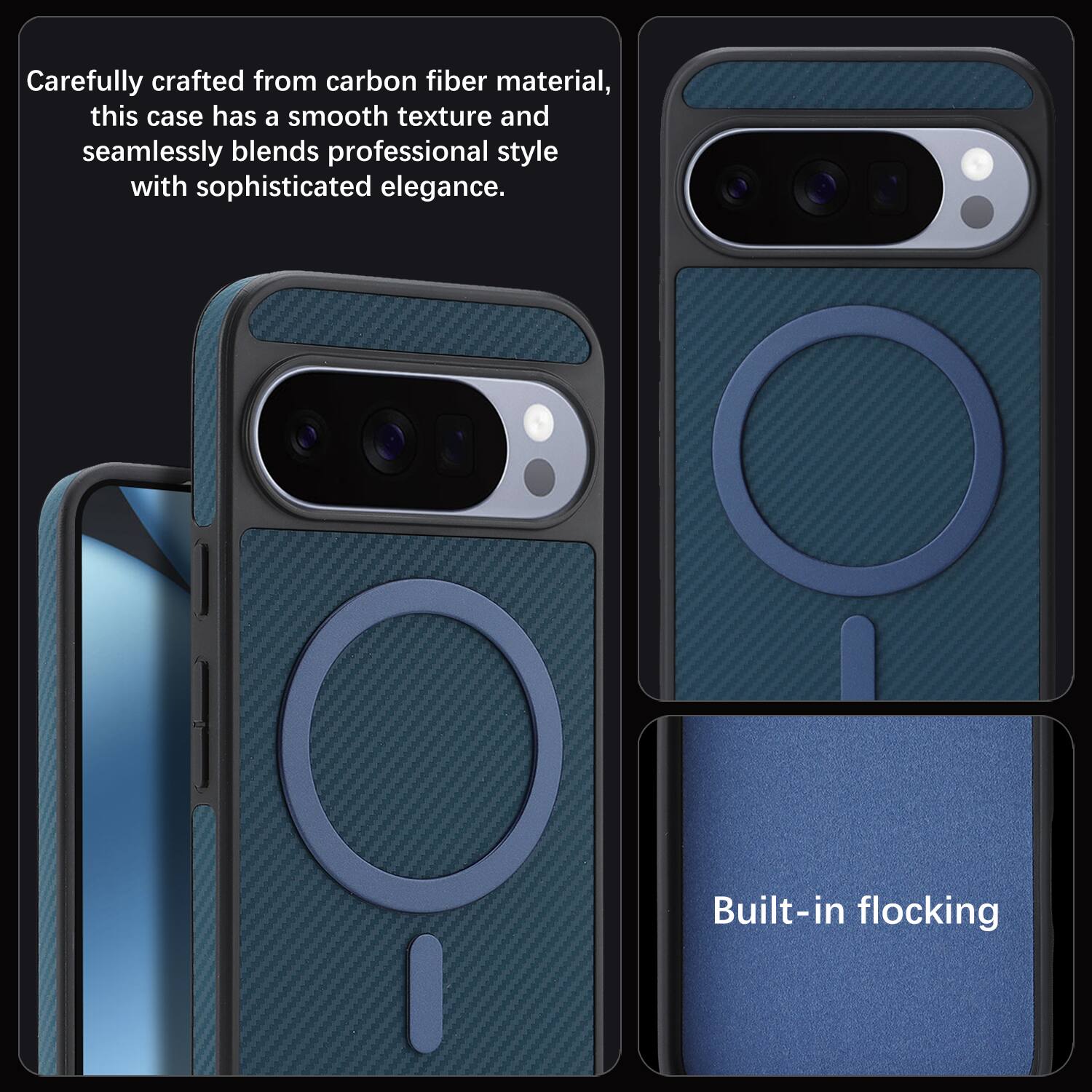 Carefully crafted from carbon fiber material, this case has a smooth texture and seamlessly blends professional style with sophisticated elegance. Built-in flocking