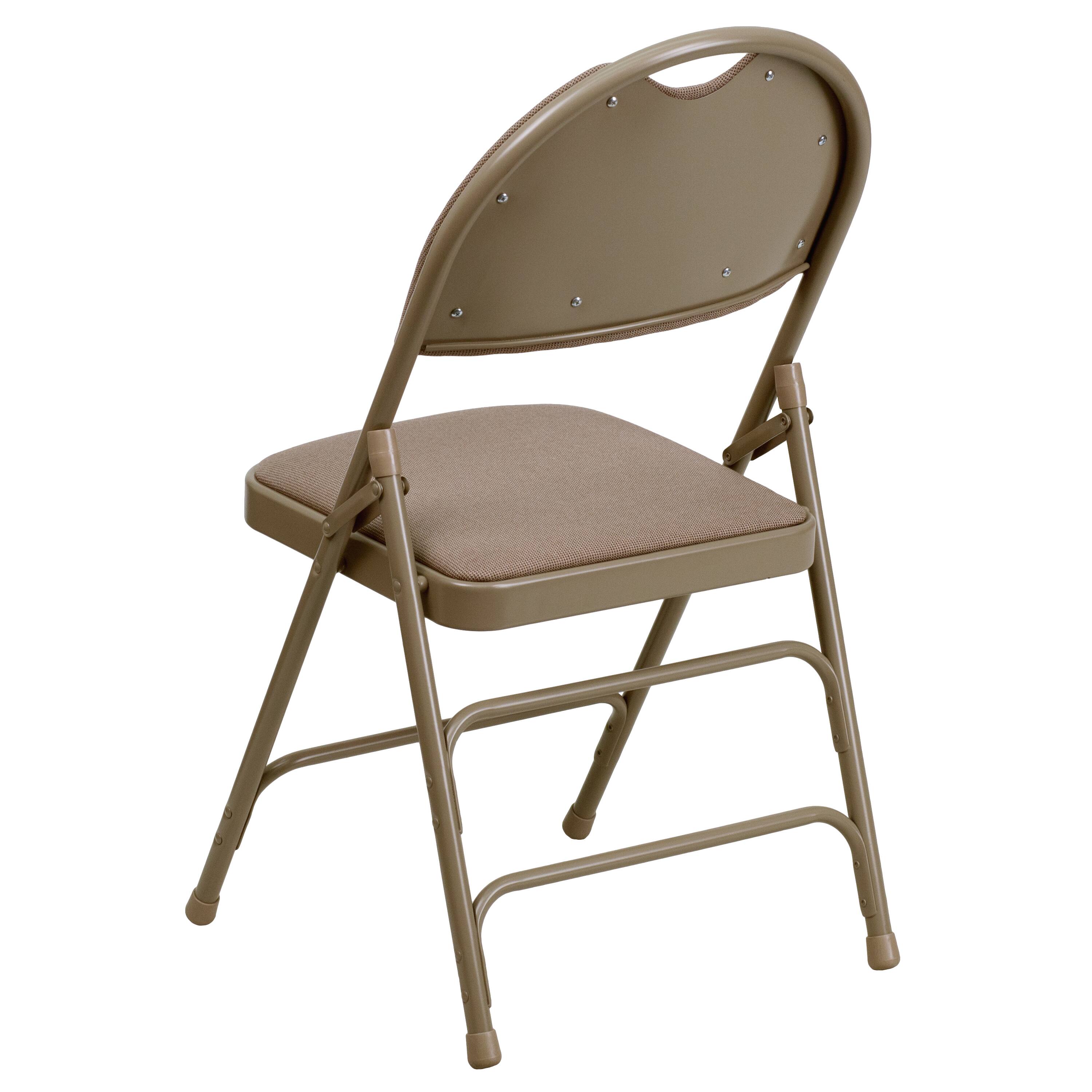 Alt View 6. Emma + Oliver - 2 Pack Home & Office Easy-Carry Party Events Padded Folding Chair - Beige Fabric/Beige Frame.