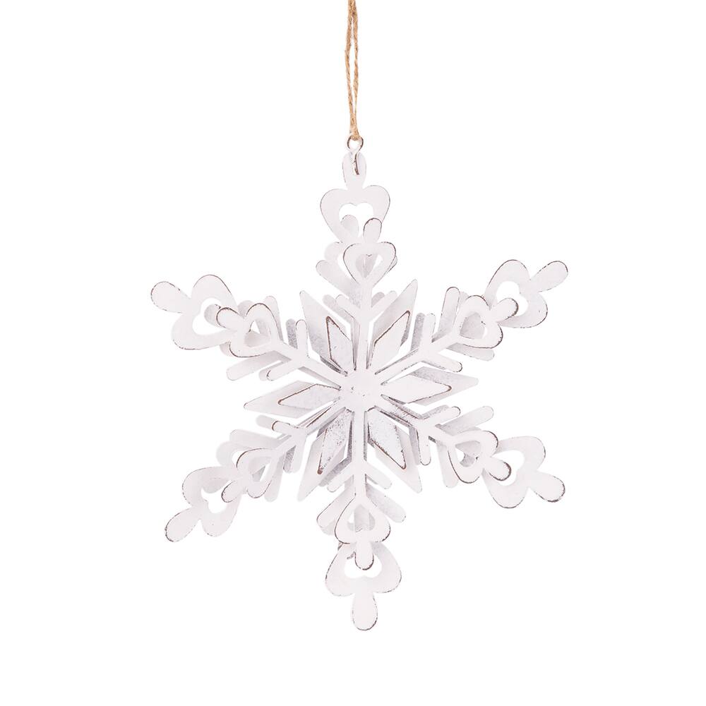 Back. Dexmalle - Dexmalle-6.3x1.8x6.7 Christmas Tree Decorative Iron Snowflake Hanger,Set of 6-White - White.