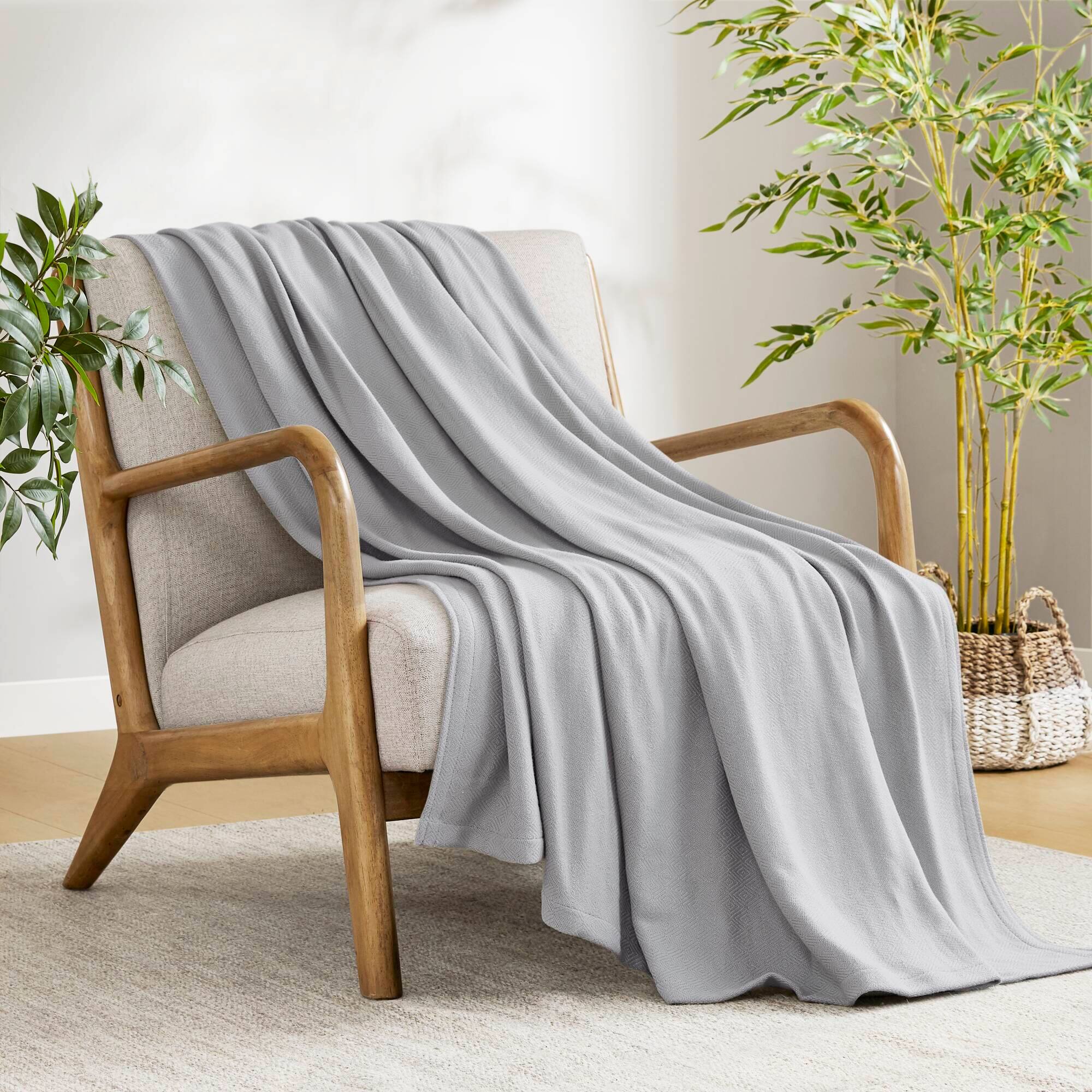 Gracie Mills Kaelith Bamboo Cotton Rayon Blanket Textured Gray - Best Buy