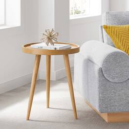 Chiro Round Wood Side Table by Modway - Natural