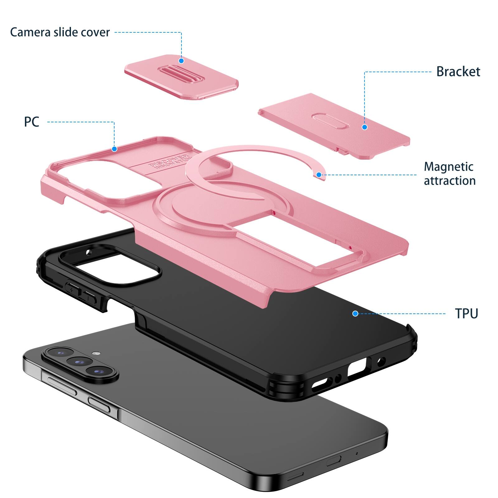 Camera slide cover  
Bracket  
PC  
Magnetic attraction  
TPU