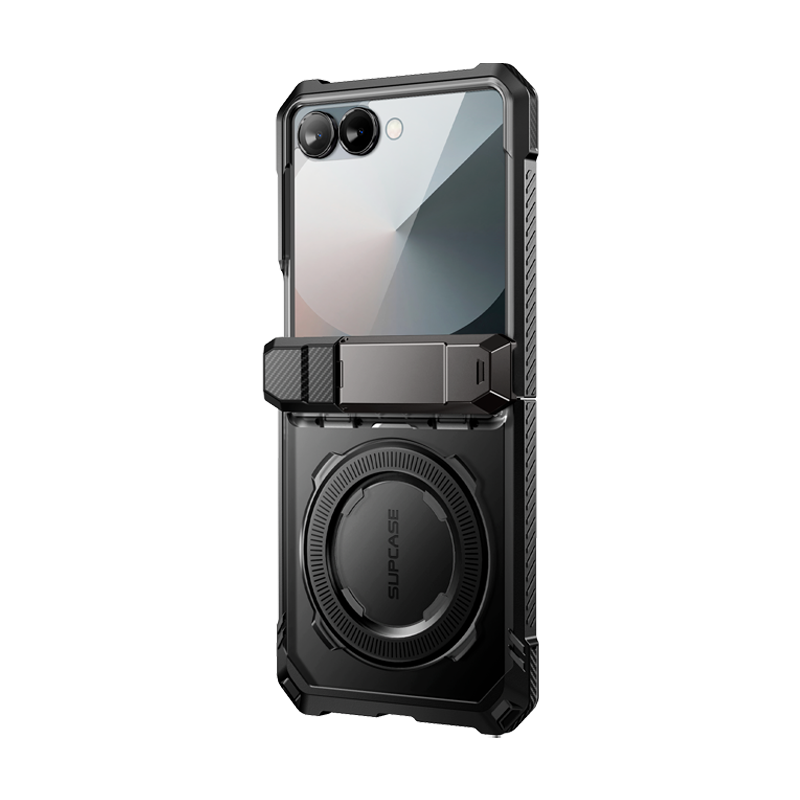 Front. SUPCASE - Galaxy Z Flip7 UB Grip Magsafe Phone Case - Black.