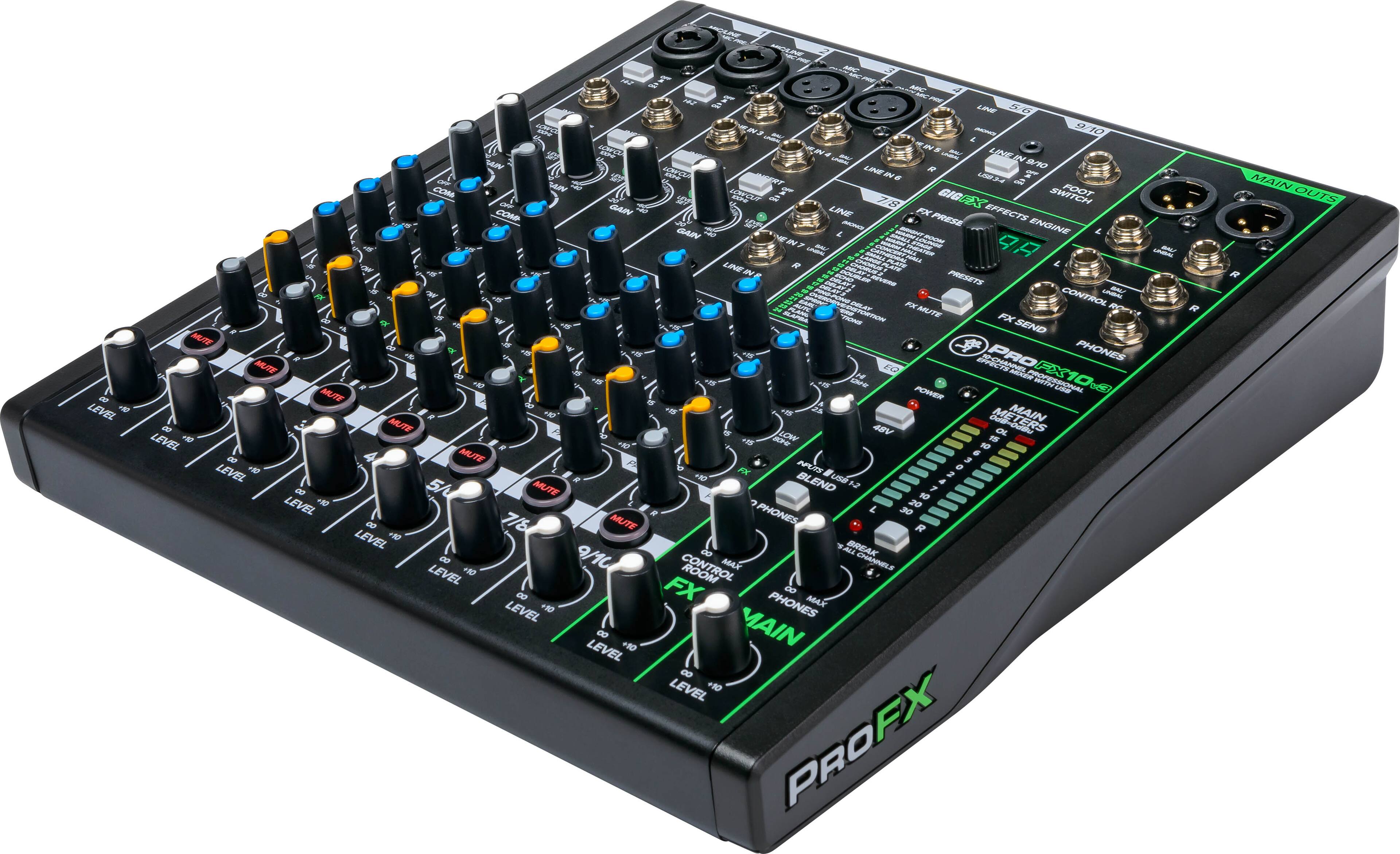 Left. Mackie - ProFX10v3 Professional Effects Mixer with USB - Black.