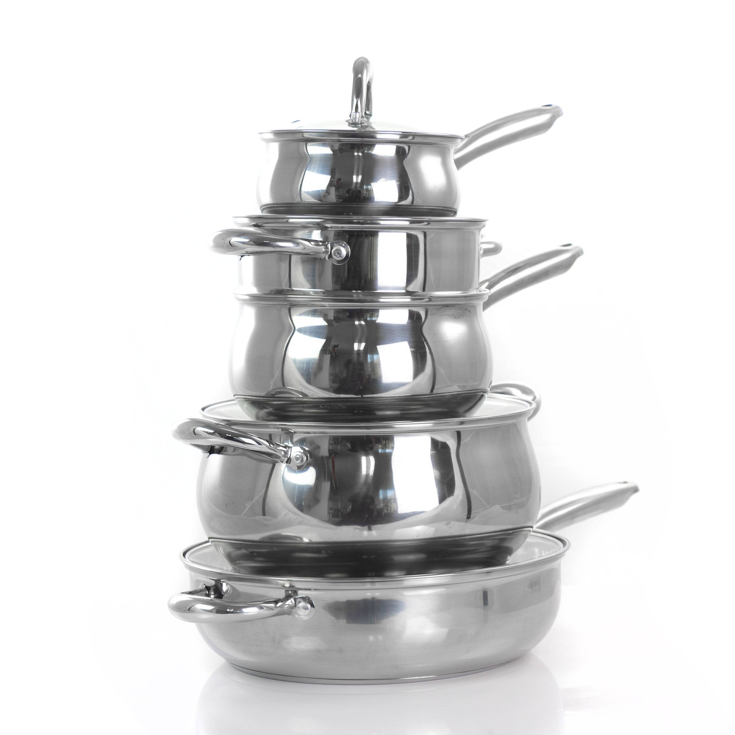 Alt View 2. Gibson - Gibson Home Ancona 12 Piece Stainless Steel Belly Shaped Cookware Set with Kitchen Tools - Silver.