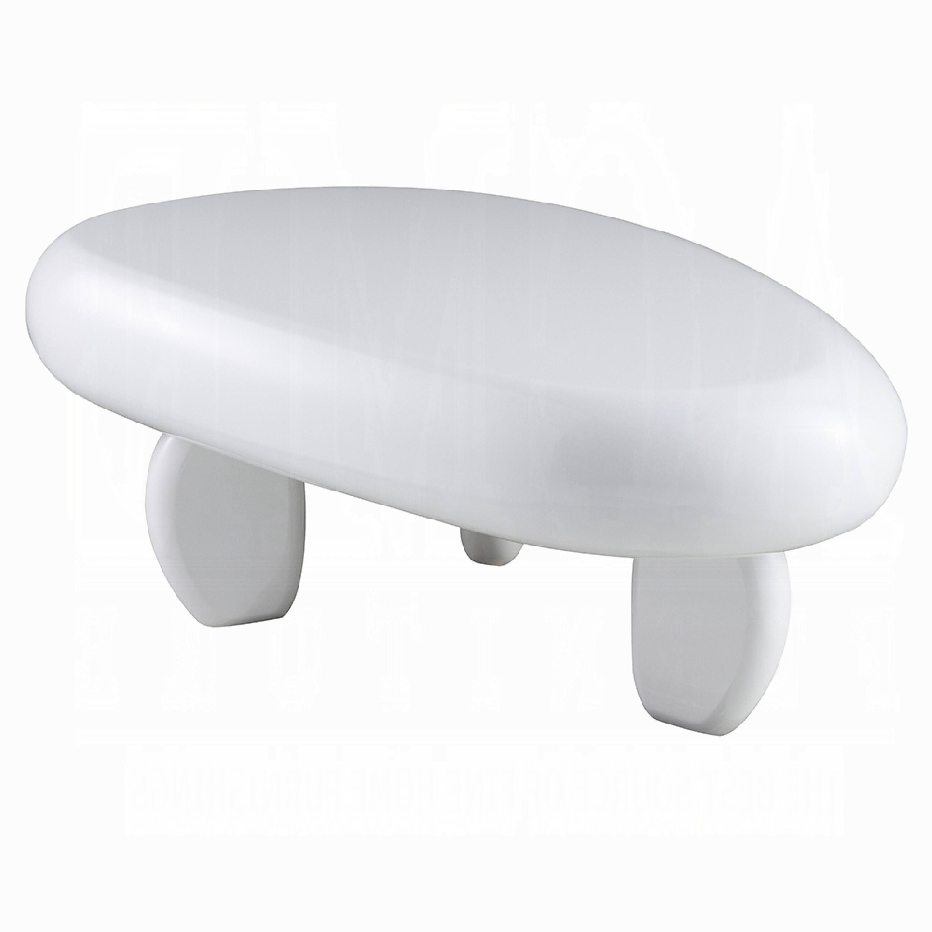 Alt View 2. Manhattan Lane - Vayu Coffee Table, 30 Inch Asymmetric Pebble Design, High Gloss White - White.